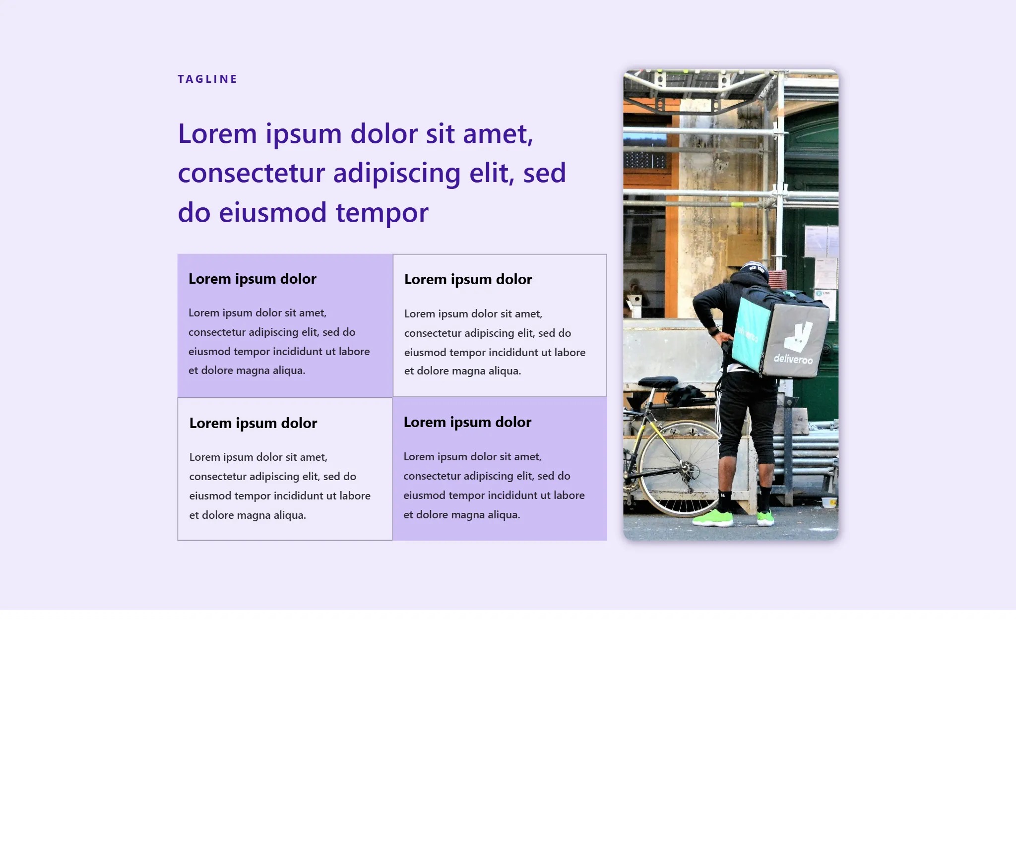 Bike delivery person standing with a backpack